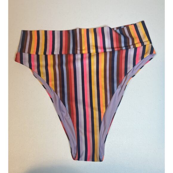 Aerie Other - aerie Stripped High Cut Cheeky bikini bottom Size M